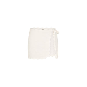 Gestrickter Sarong mit Wellenkante – Whipped White