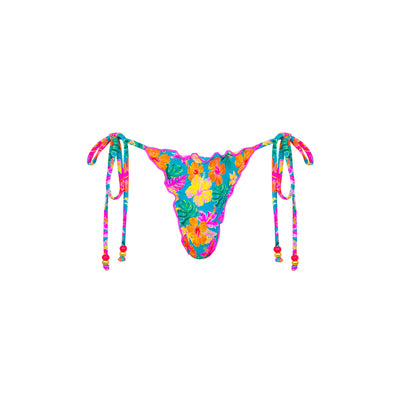 Lettuce Edge Thong Tie Bikini Bottom - Paradise Pop