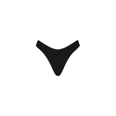 Wide Bind High Leg Thong Bikini Bottom - Twilight Black