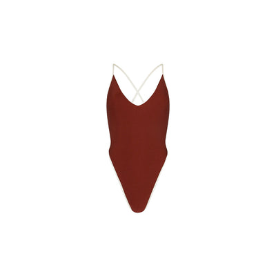 Plunge Cross Back One Piece - Cinnamon Sugar