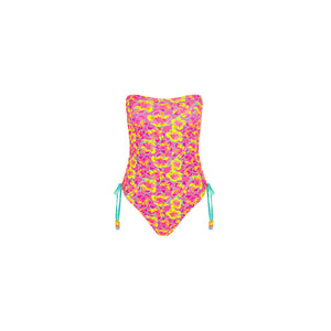 Gerüschtes Bandeau Classic Cut Badeanzug - Sun Pop