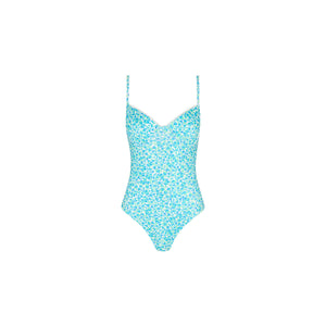 Maillot de bain une pièce échancré à armatures décoratives - Aura océanique