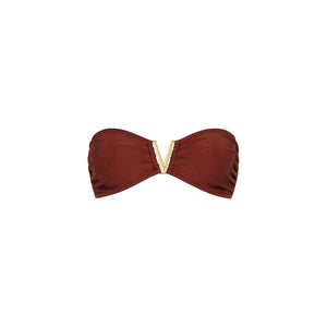 Mega V Trägerloses Bandeau-Bikinioberteil – Zimtzucker