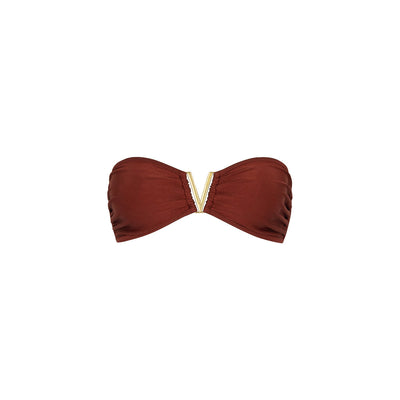 Mega V Trägerloses Bandeau-Bikinioberteil – Zimtzucker