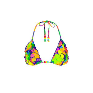 Lettuce Edge Bralette Bikini Top - Neon Sunset