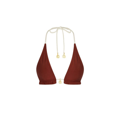 Bikini-Oberteil mit Rüschen und Neckholder – Cinnamon Sugar