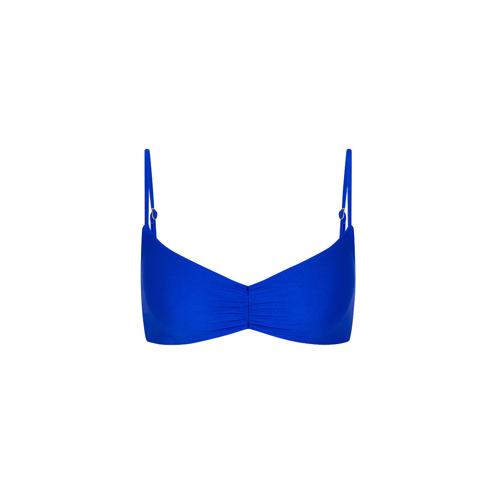 Gathered Mini Crop Bikini Top - Blue Lagoon
