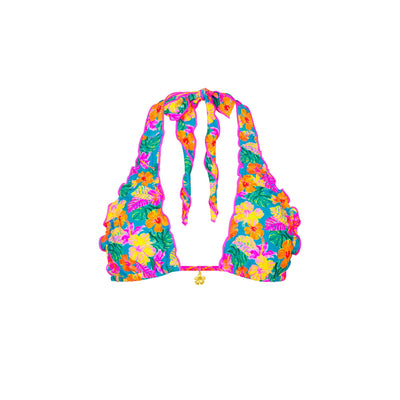 Lettuce Edge Halter Bikini Top - Paradise Pop