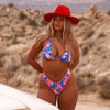 High Leg Thong Bikini Bottom - Electric Palms