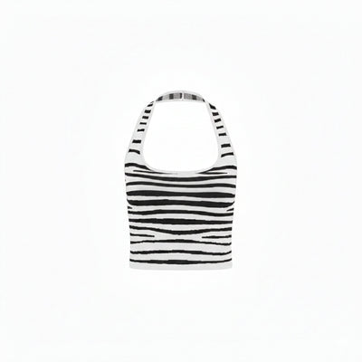 Gestricktes Neckholder-Top – Savanna Stripe