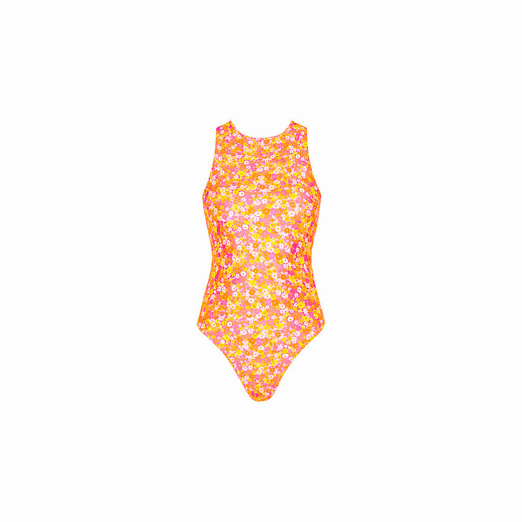 Retro High Neck One Piece - Mimosa Meadows