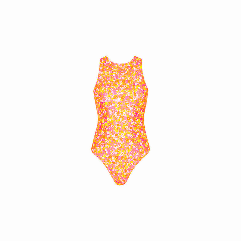 Retro High Neck One Piece - Mimosa Meadows