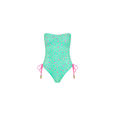 Ruched Bandeau Classic Cut One Piece - Mint Macaron