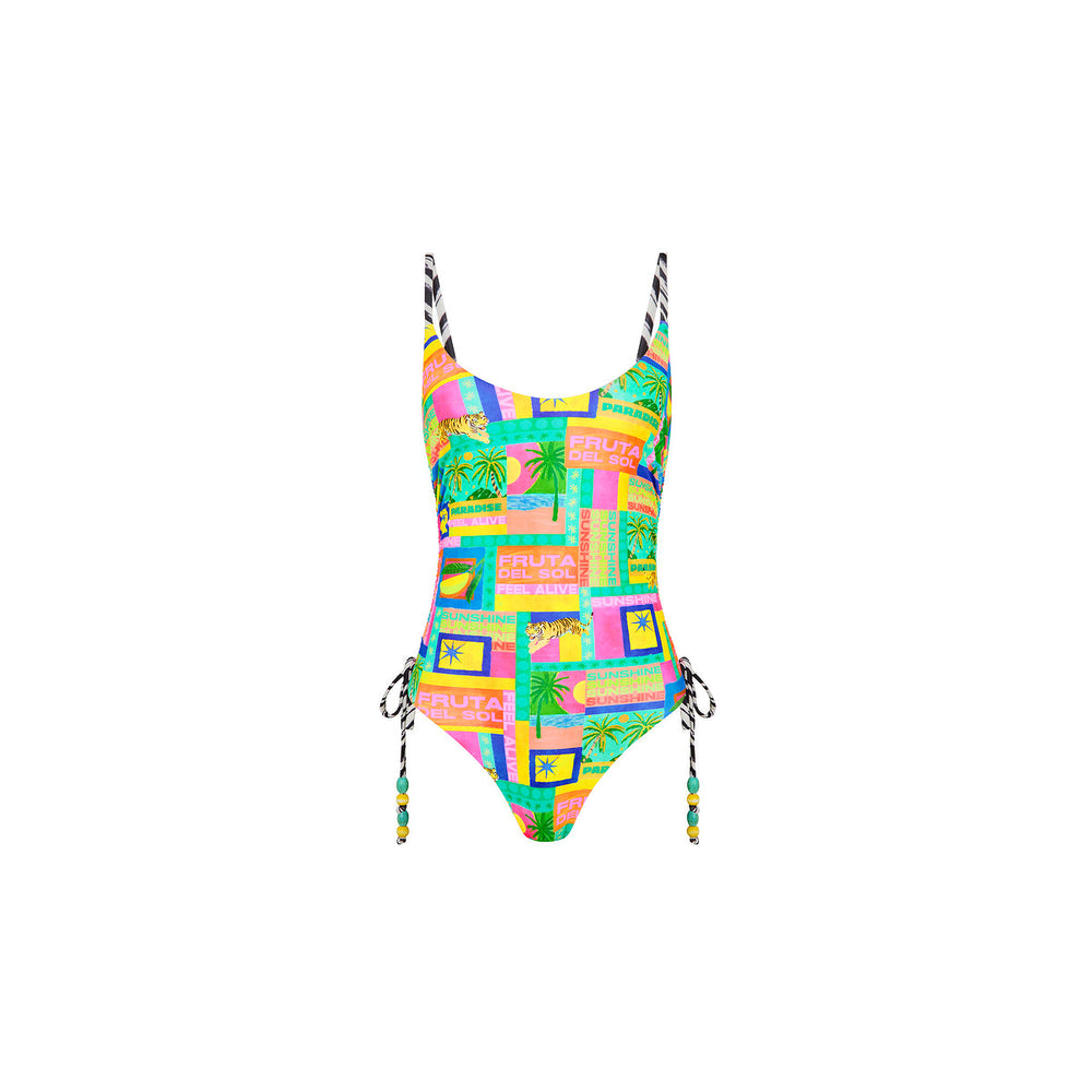 Ruched Tie Side Cheeky One Piece - Sun Honey