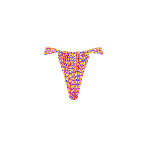 Ruched Thong Bikini Bottom - Astro Pop