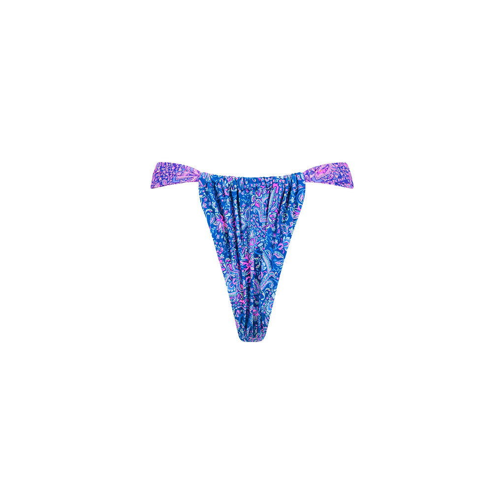 Ruched Thong Bikini Bottom - Lilac Moon