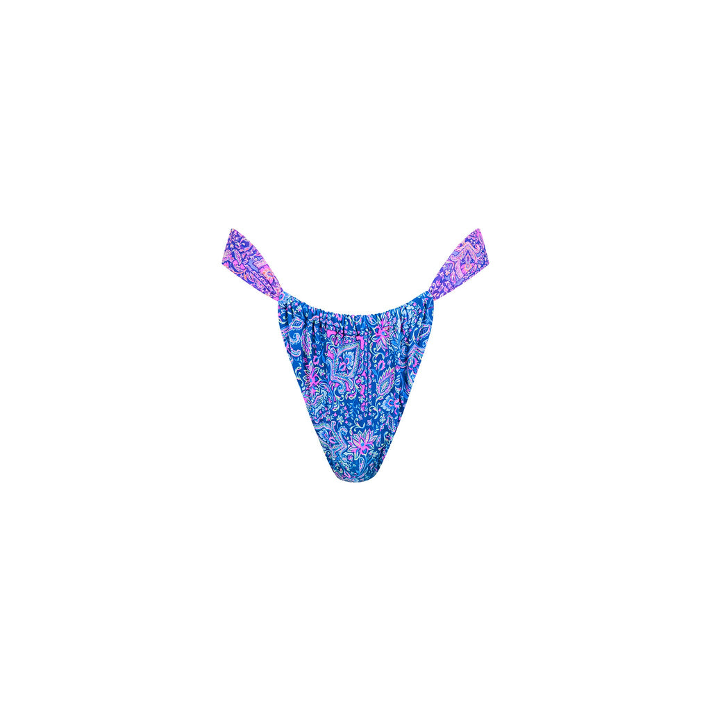 Ruched Thong Bikini Bottom - Lilac Moon