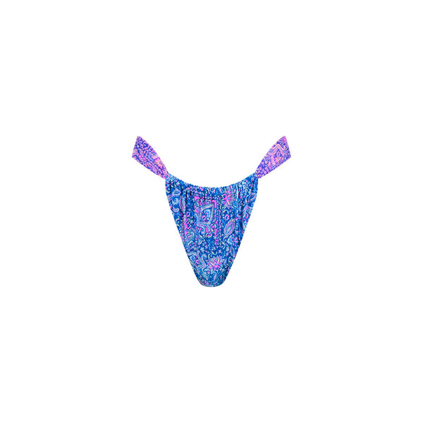 Ruched Thong Bikini Bottom - Lilac Moon