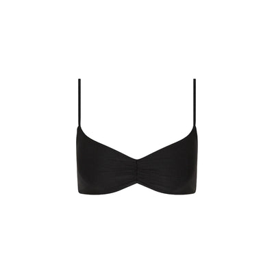 Gathered Mini Crop Bikini Top - Twilight Black