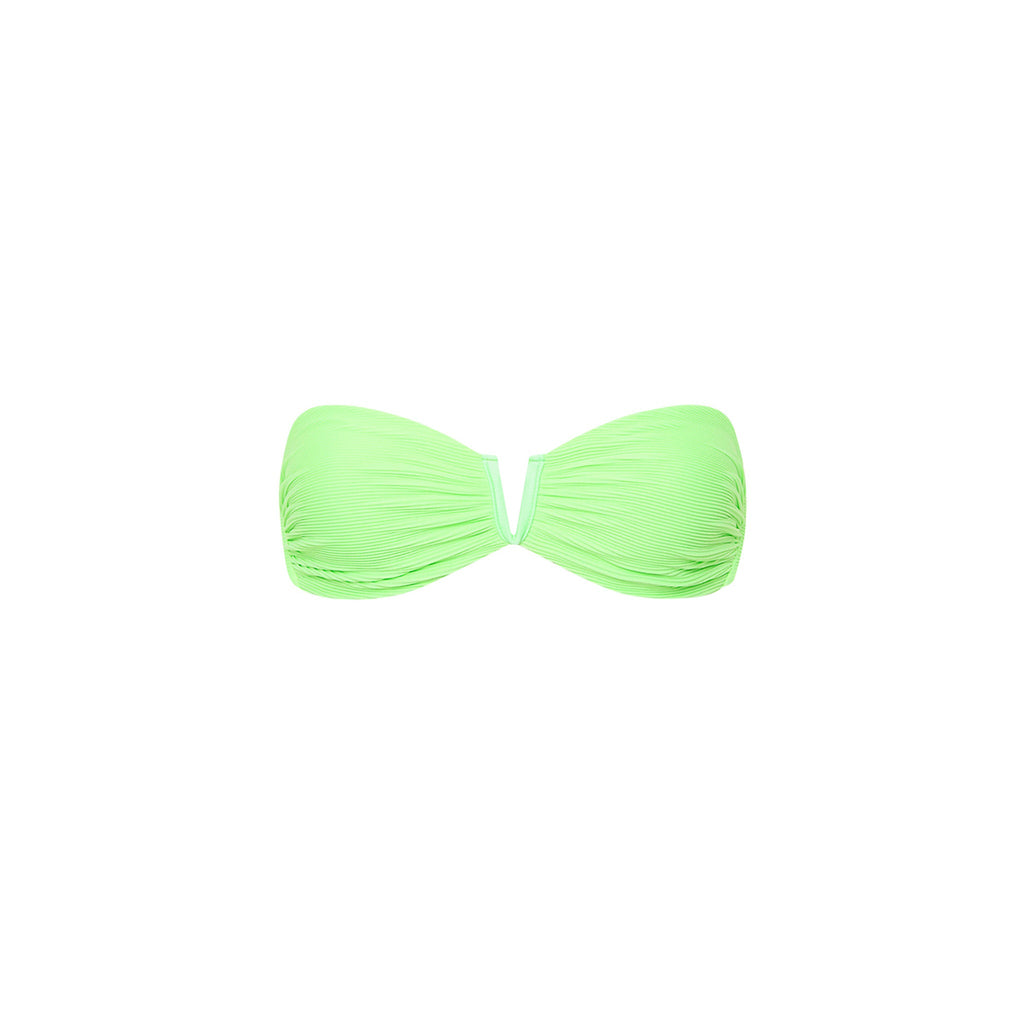 V Strapless Bandeau Bikini Top - Luau Lime Ribbed