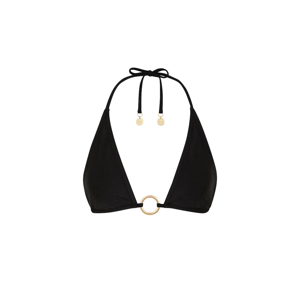 Ring Halter Bikini Top - Twilight Black