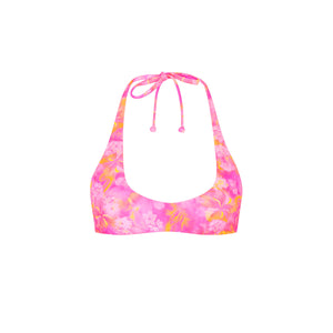 Scoop Mini Halter Crop Bikini Top - Petal Pop