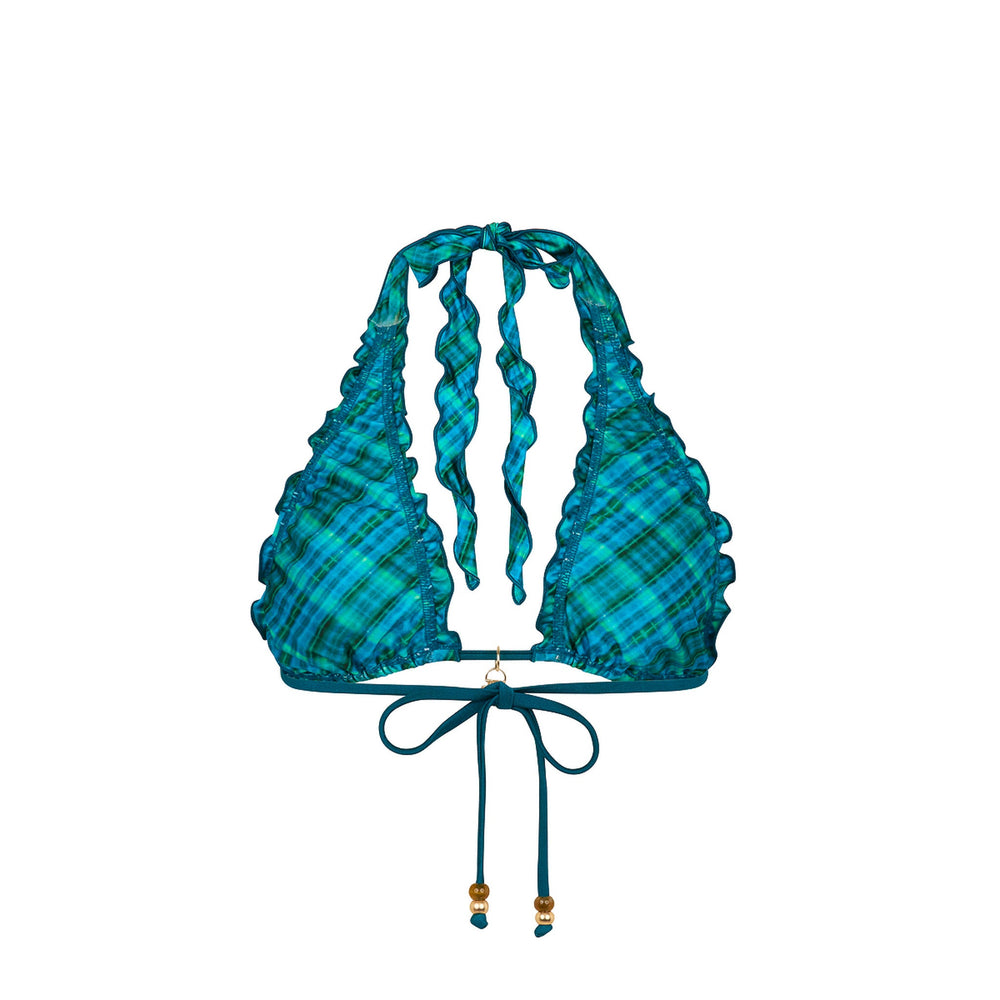 Lettuce Edge Halter Bikini Top - Tropic Dip