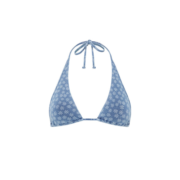 Bind Tie Halter Bikini Top - Daisy Denim