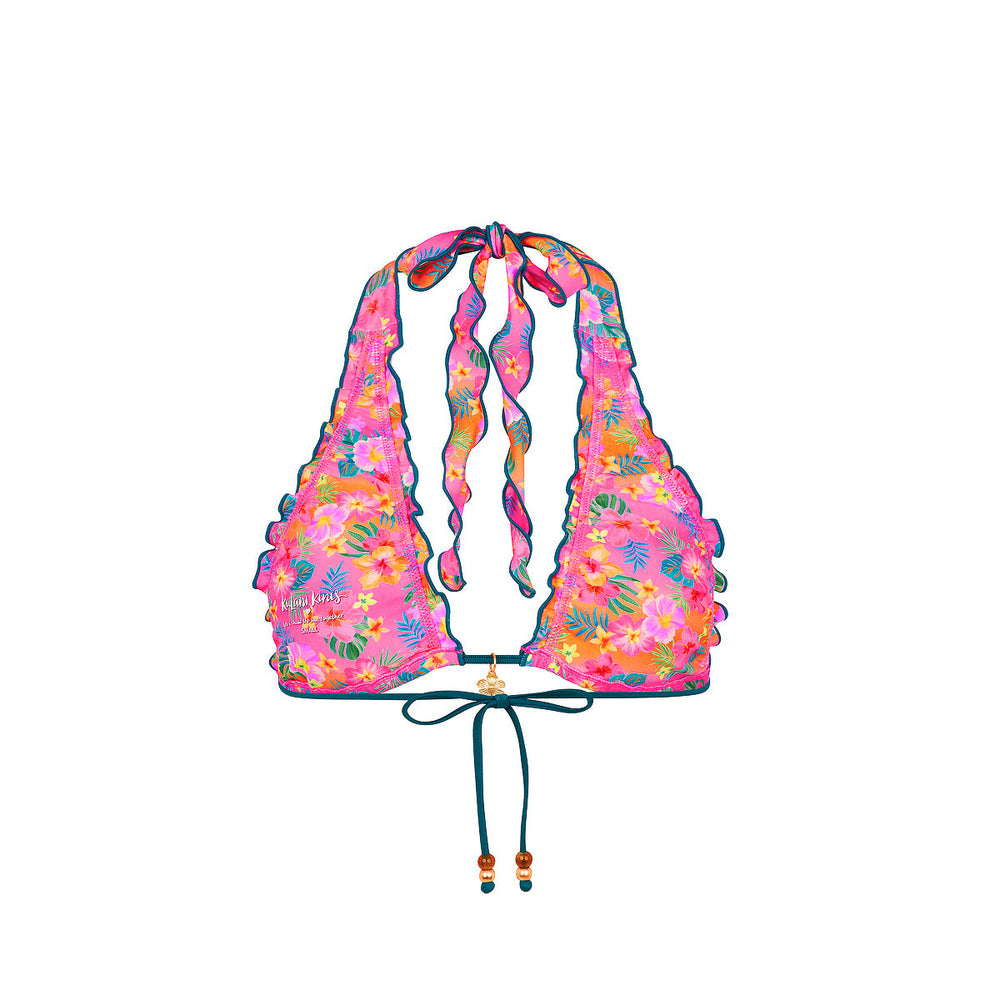 Lettuce Edge Halter Bikini Top - Summer Glow