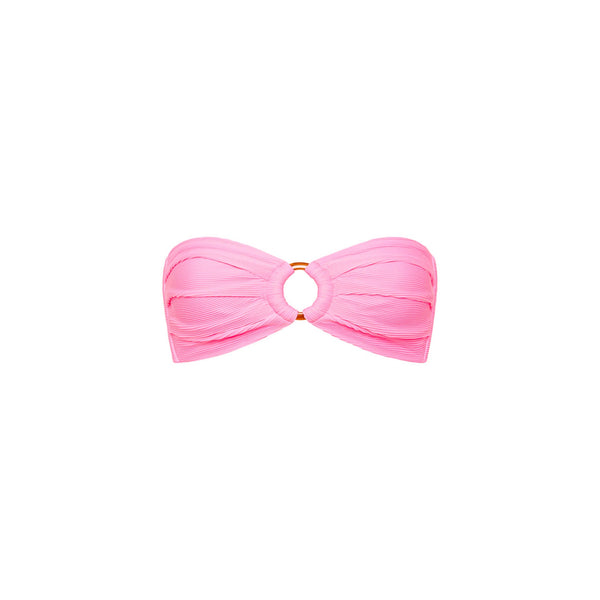 Strapless Bandeau Bikini Top - Taffy Pink Ribbed