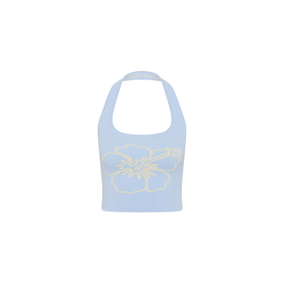 Knit Halter Tank Top - Floral Fizz