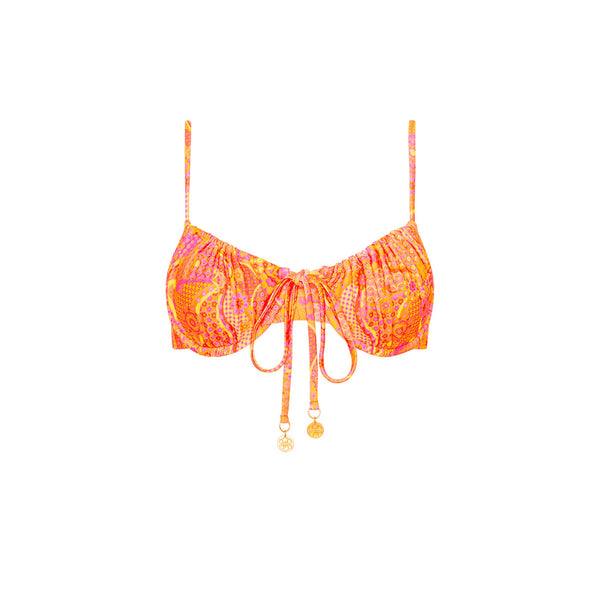 Ruched Underwire Bra Bikini Top - Citrus Sunrise