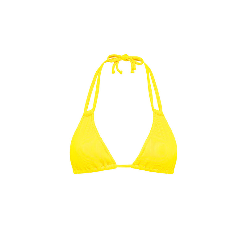 Kulani Kinis Yellow Crinkle Mezcal Halter Bralette Bikini Top