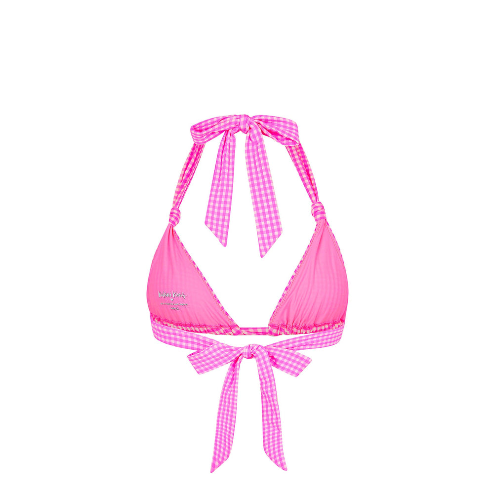 Soft Knot Halter Bikini Top - Pink Diva