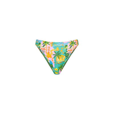High Leg Full Vintage Bikini Bottom - Sunlit Spritz