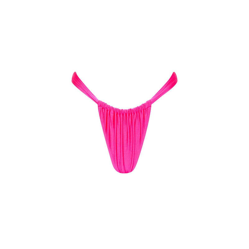 Ruched Thong Bikini Bottom - Posh Pink
