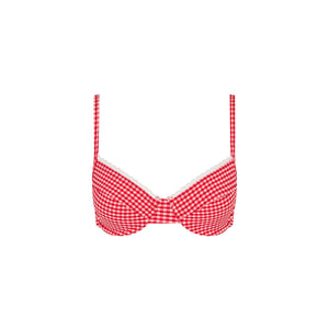 Scallop Crochet Underwire Bra Bikini Top - Strawberry Siesta
