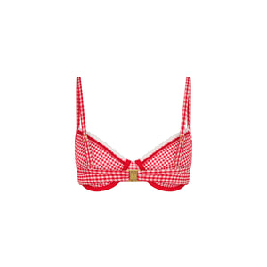Scallop Crochet Underwire Bra Bikini Top - Strawberry Siesta