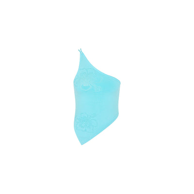 Skyla One Shoulder Stricktop – Hübsches Blau