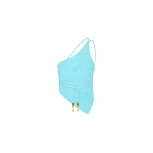 Skyla One Shoulder Stricktop – Hübsches Blau