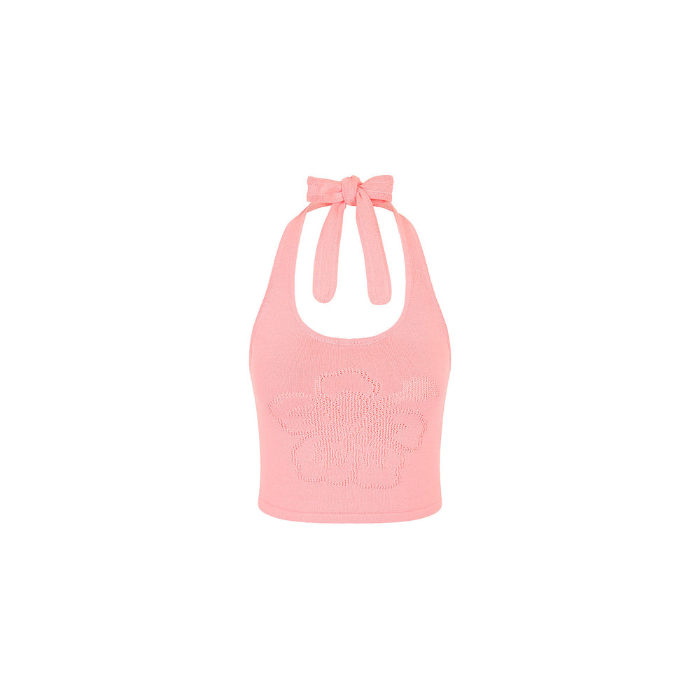 Lola Strick-Neckholder-Top – Pink Sorbet