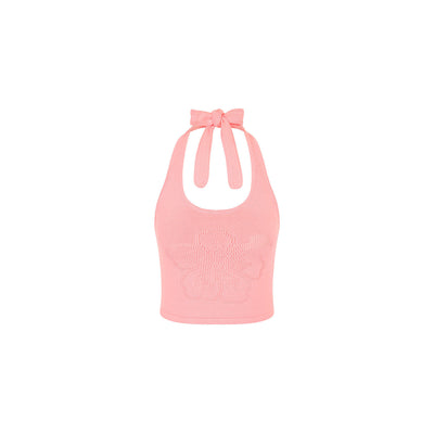 Lola Strick-Neckholder-Top – Pink Sorbet