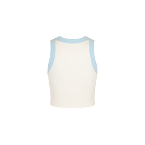 Embroidered Bind Crop Tank - Tropic Blues