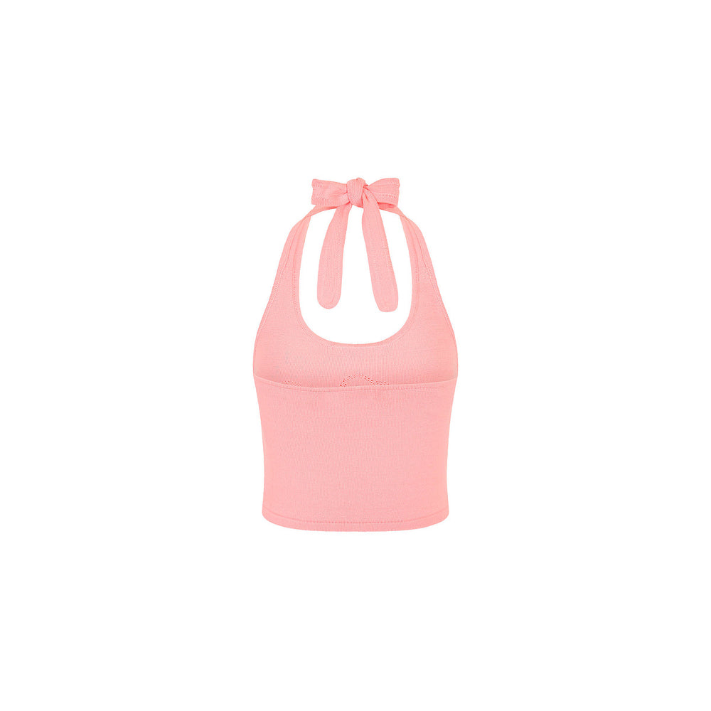 Lola Strick-Neckholder-Top – Pink Sorbet