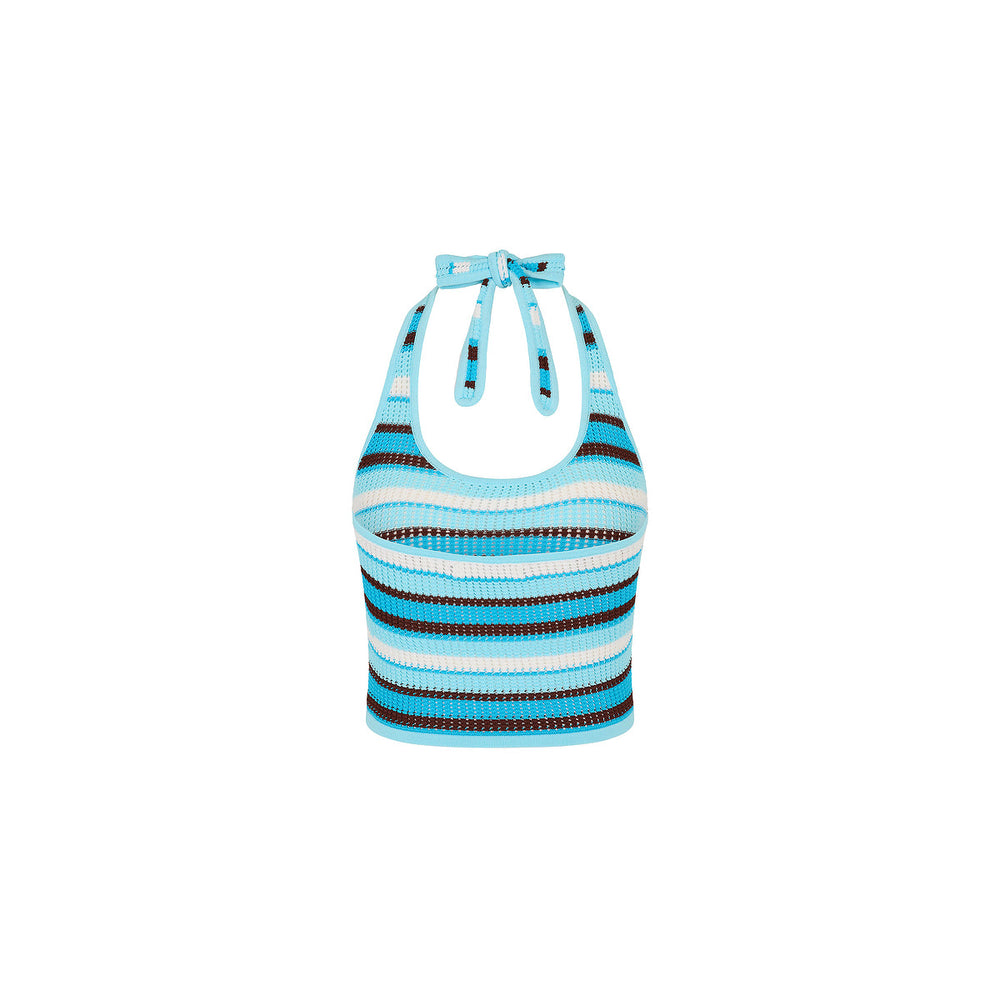 Oasis Knit Halter Tie Top - Buttercream Dream