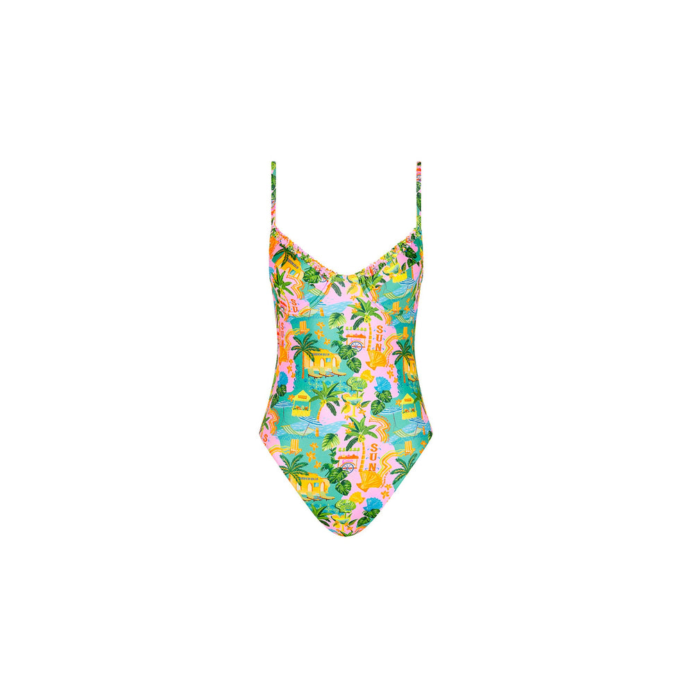 Double Ruffle Underwire One Piece - Sunlit Spritz