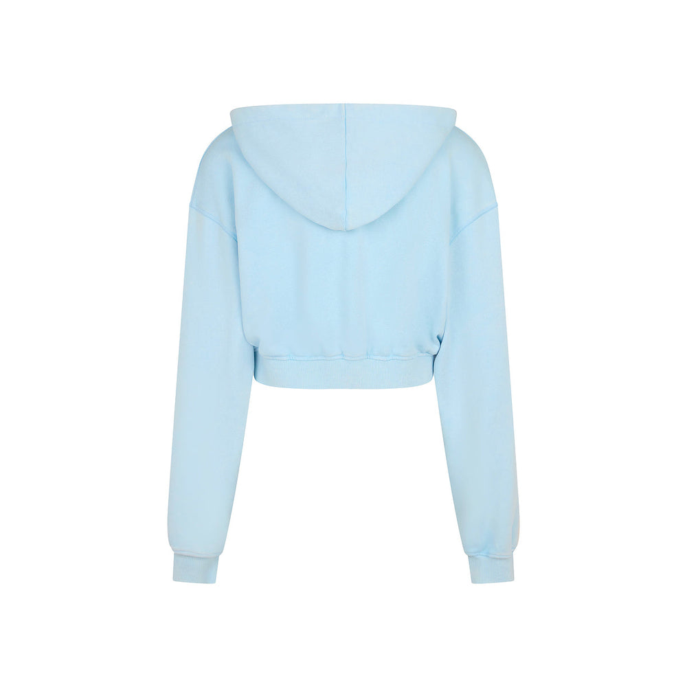 Cropped Zip Through Hoodie - Baby Bluebell