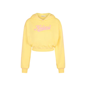 Puff Paint Cropped Hoodie - Custard Cloud