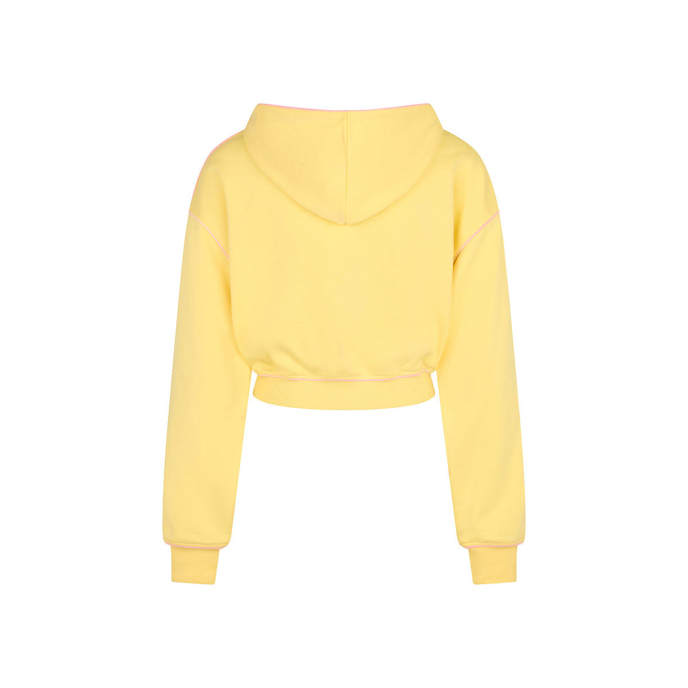 Puff Paint Cropped Hoodie - Custard Cloud