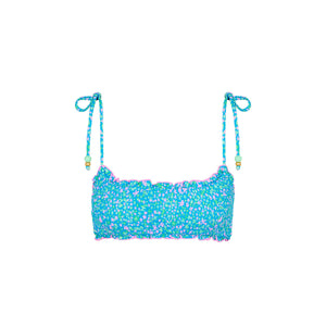 Shirred Crop Tie Bikini Top - Ocean Kisses